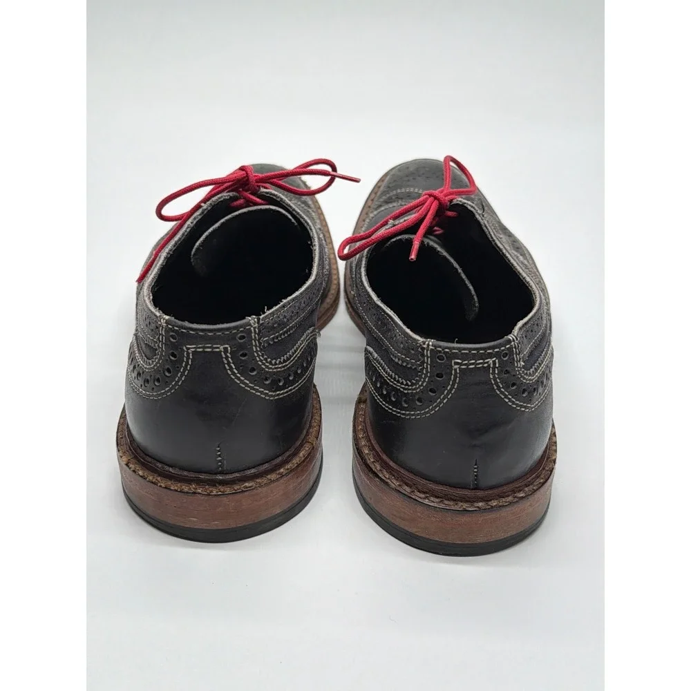 Mens Black Leather Wingtip Oxfords‎ Allen Edmonds Neumok size 9 Contrast Stitch